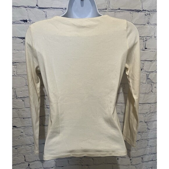 Talbots Lot Of 2 Pink & Ivory Cotton Rhinestone Button Boat Neck Knit Top Petite - Picture 12 of 14